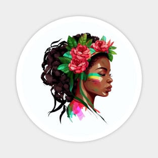 Beautiful African Woman Roses Magnet